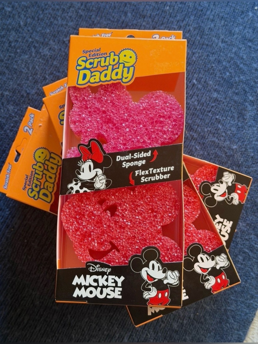 Disney Mickey /Minnie Mouse Scrub Daddy Sponge Scrubber 4 Packs Of 2 Each - Picture 2 of 5
